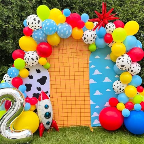 Image of YMSZ Red Blue Green Yellow Latex Balloons, 67pcs 12 Inch Cow Print Balloons For Kids Boys Girls Birthday, Baby Shower Party Decorations