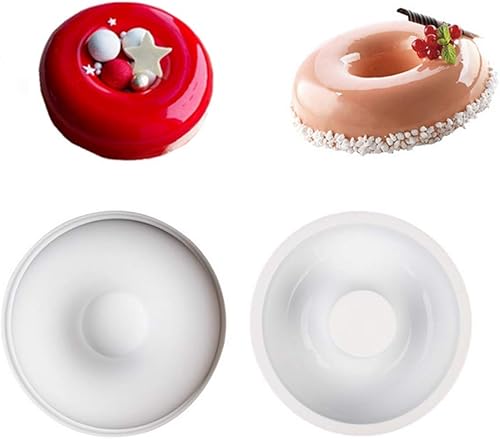 Paquete de 2 moldes redondos de silicona para tartas de donas de 7 pulgadas, molde de mousse de chocolate, bandeja decorativa para hornear,