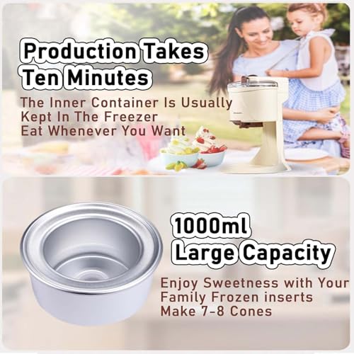 Soft Serve Ice Cream Maker - Automatische hausgemachte Eismaschine, einfach zu bedienen und zu reinigen, 1 Liter Fassungsvermögen, perfekt für hausgemachtes Eis – Bild 3