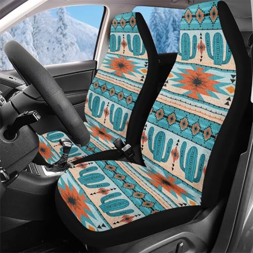 Housses de siège de voiture avant lavable et durable style cactus