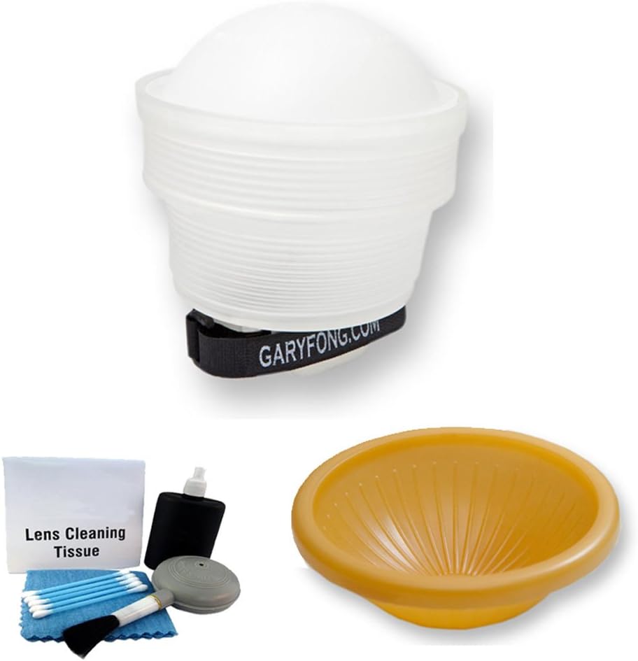 Gary Fong lightsphere Collapsible Speed Mount Light Sphere Cloud Flash Diffuser + Gary Fong AMBDOM AmberDome for Nikon/Canon + Cleaning Kit (Canon)