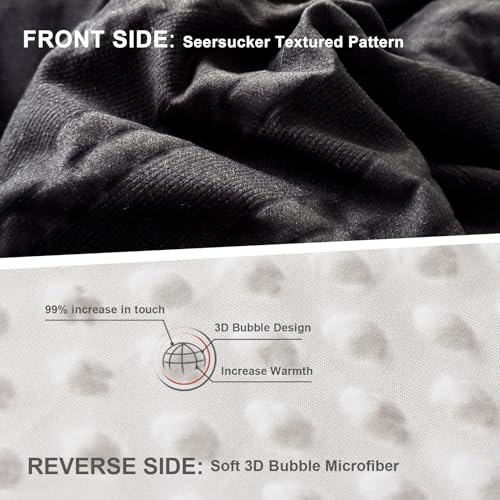 Image of tohrisa Boho Comforter Set King Size Striped Pleats Bohemian Seersucker Bedding Set All Season Soft Cozy 3 Pieces Quilt with 2 Pillowcases(104 inchX90 inch Black)