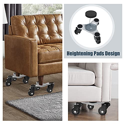 Soyo Furniture Dolly Movers With Lifter, Moving Dollies With Wheels Heavy Duty 500 Lb Load Capacity, 6-Inch Steel Tri-Dolly, 3 Wheel Roller Move Tools Lifting Equipment, 4 Pack, Sliver #TOP5