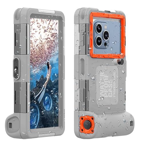 YNVYFI 2025 Underwater Snorkeling Diving Phone Case for Phone 16/15/14/13/12/11 Pro Max/XR/XS/X Galaxy S25/S24/S23/S22.(50ft/15m) Professional Scuba Dive Waterproof Case Underwater Photo Video(Gray)