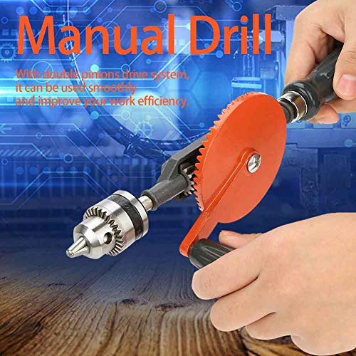 Hand Crank Drill, 1/4-Inch,3/8-Inch Chuck Portable Mini Mutual Drill with Double Pinions Hand Drill Tool for Wood Plastic(1/4) - Image 4