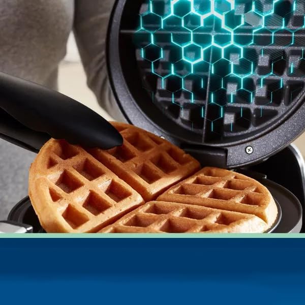 Miniatura 4 de YEGI Máquina de gofres antiadherente, hace waffles redondos de 8 pulgadas - plata