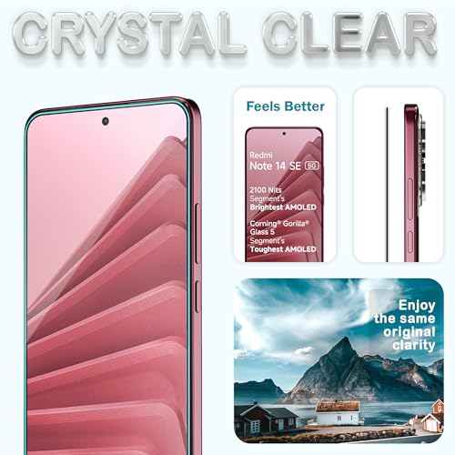 Image of ArmourPro Military Grade Gorilla Tempered Glass Compatible For Redmi Note 14 SE (6.67 Inch) With Easy Installation Kit for Smartphone| Edge To Edge Coverage | Black, Pack of 2