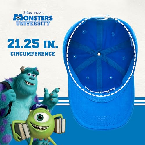 Image of Concept One Unisex Adult Disney Pixar Monsters Inc Monsters University Baseball Cap, Adjustable Dad Hat, Blue