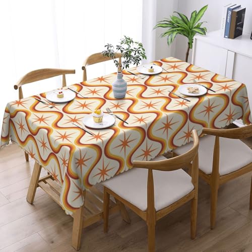 ZYPHORIEL Modern Orange Shapes Rectangle Tablecloths Vintage Pattern Table Cloths Decorative Kitchen Dining Tablecloth for Rectangular Tables,Washable Table Cover for Party 54 x 72 Inch by ZYPHORIEL - Used condition - Image 5