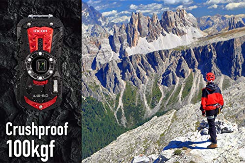 Pentax RICOH WG-60 Rot wasserdichte Kamera Hochauflösende Bilder mit 16 MP Wasserdicht bis 14 m Stoßfest bis Fallhöhe von 1,6 m Unterwassermodus Ring mit 6-LEDs für Makroaufnahmen – Bild 5