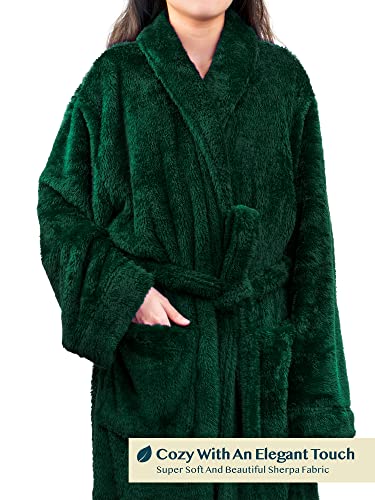Image of PAVILIA Premium Womens Plush Soft Robe Fluffy, Warm, Fleece Sherpa Shaggy Bathrobe