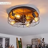 Wentylator sufitowy Moscavide, wentylator wykonany z metalu/plastiku w kolorze czarnym/drewnianym/brązowym z pilotem, lampa sufitowa z obrotowymi punktami, 4 x E27 IP20, bez żarówek