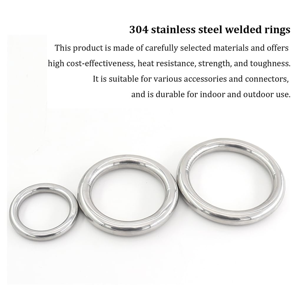 Metalowy pierścień typu O-ring, 10 szt. spawanych pierścieni uszczelniających typu O-ring ze stali nierdzewnej 304 w kolorze srebrnym, średnica zewnętrzna 40-100 mm, drut 8 mm