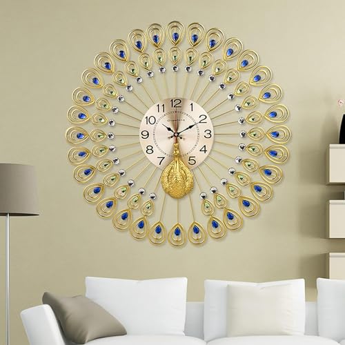 Horloge murale paon pour salon lumineux et moderne