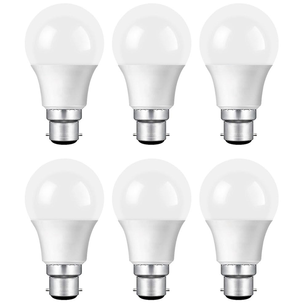 Rysa Light6-Pack B22 LED Bulbs, 15W 120W Equivalent Cold White LED Bayonet Light, 6500K Bright White Light Bulbs 1300Lm, Non-Dimmable, Energy Saving Light Bulbs
