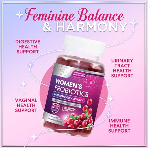 Image of Probiotics for Women Gummies with Cranberry - 6 Premium Strains for PH Balance - Women Probiotics for Digestive Health, Vaginal & Immune Support, Women's Probiotic Feminine Health Gummy - 60 Gummies