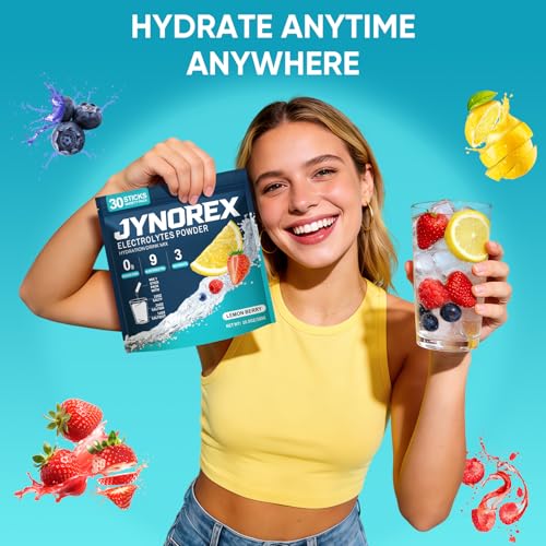 Image of Electrolytes Powder Packets Sugar Free, 30 Sticks High Sodium Hydration Packets, Low Calorie Electrolyte Packets Drink Mix Liquid Daily IV with Lemon Berry, 10.5OZ