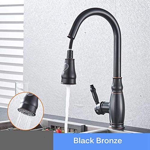 Robinet extractible noir au design rétro avec bec orientable haut de gamme