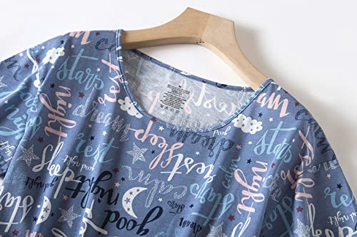 Image of PNAEONG Women's Cotton Printed Nighty Night Gown Maxi Free Size (Pack of 2)