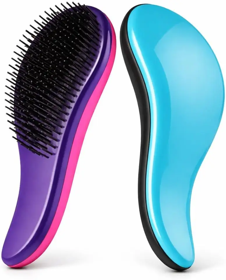 Kit 2 Escova Desembaraçadora - Mágica Anti Frizz Funcional para Cabelo e Apliques - Penteia Sem Dor - Cores Variadas
