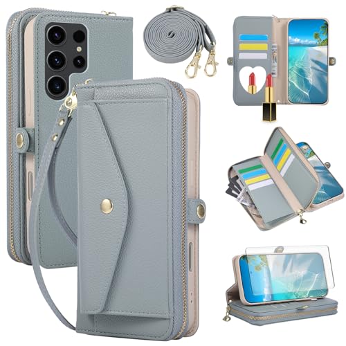 Coque Samsung S23 Ultra avec porte-cartes sécurisé et miroir intégré pour femme