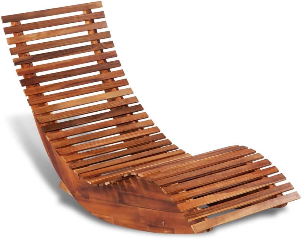 vidaXL Rocking Sun Lounger Acacia Wood Garden Patio Recliner Rocker Chair Seat