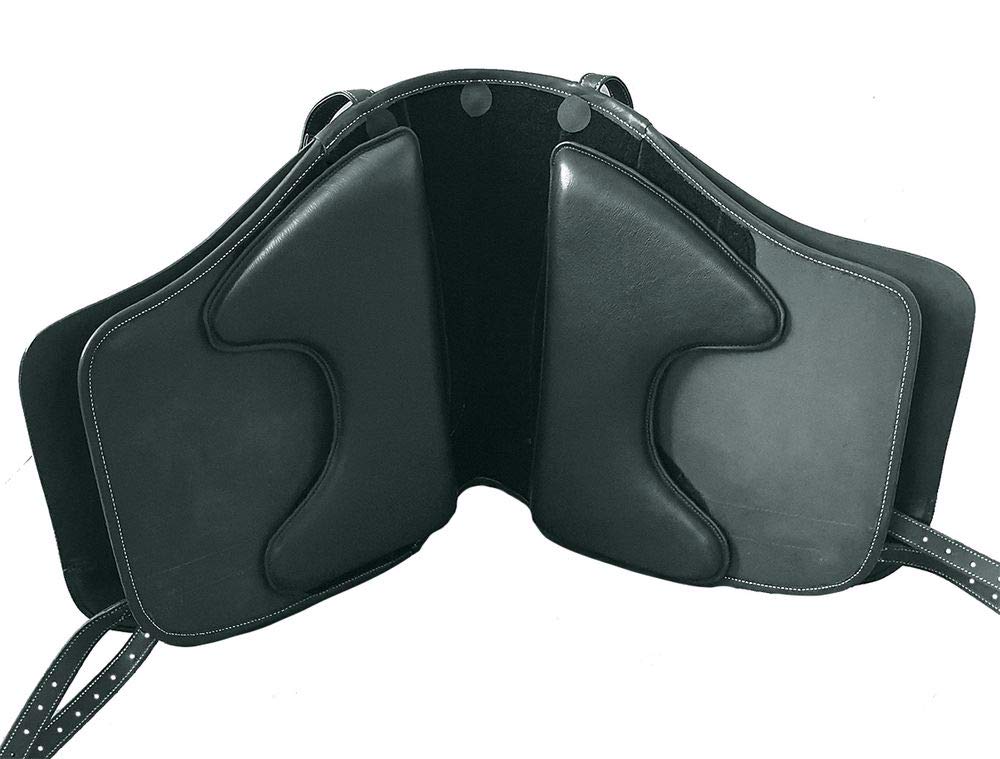 A&M Reitsport Baumloser spanischer Sattel Catalana schwarz, mit weißen Nähten, Größe:32cm