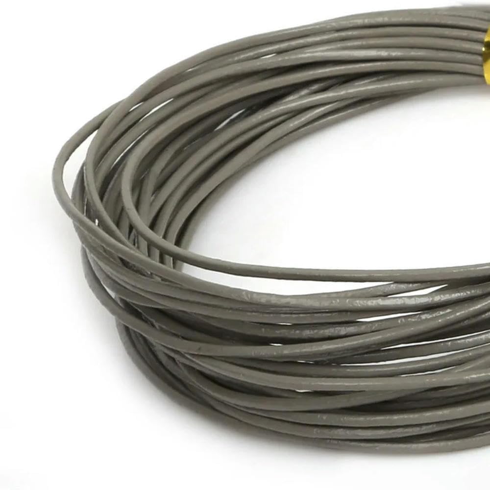 Embroidery thread, Cowhide Leather Rope String, Round Thong Cord 5 Meters Multicolor 1-2mm DIY Jewelry Making Bracelet Findings(Gr,2mm)