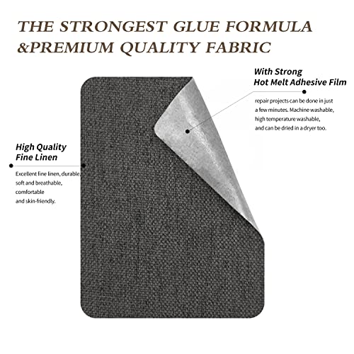 Image of King Mountain Premium Linen Fabric Iron-on Repair Patch, Inside&Outside Fabric Repair Patch, 3 inchx60 inch with Backing Glue Linen Repair Decorative Patch kit (Linen-3 inchx60 inch, Dark Grey)