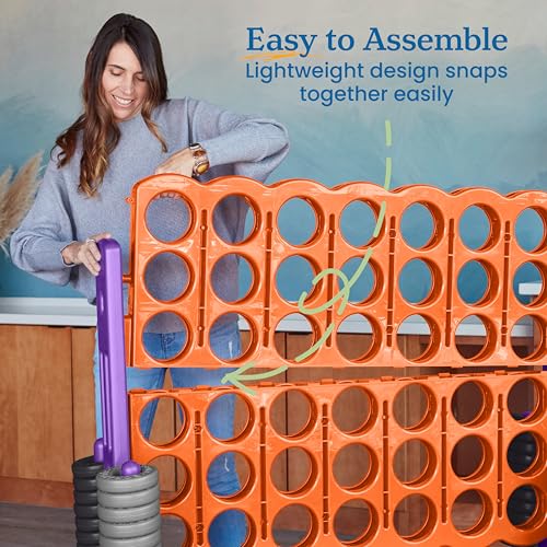 Image of ECR4Kids Jumbo 4-to-Score Giant Game with 42 Rings and Reset Sliders, Kids Games, Orange, Purple