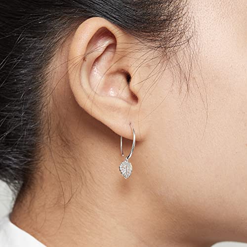 Boma Jewelry Sterling Silver Monstera Leaf Pull Through Hoop Earrings2