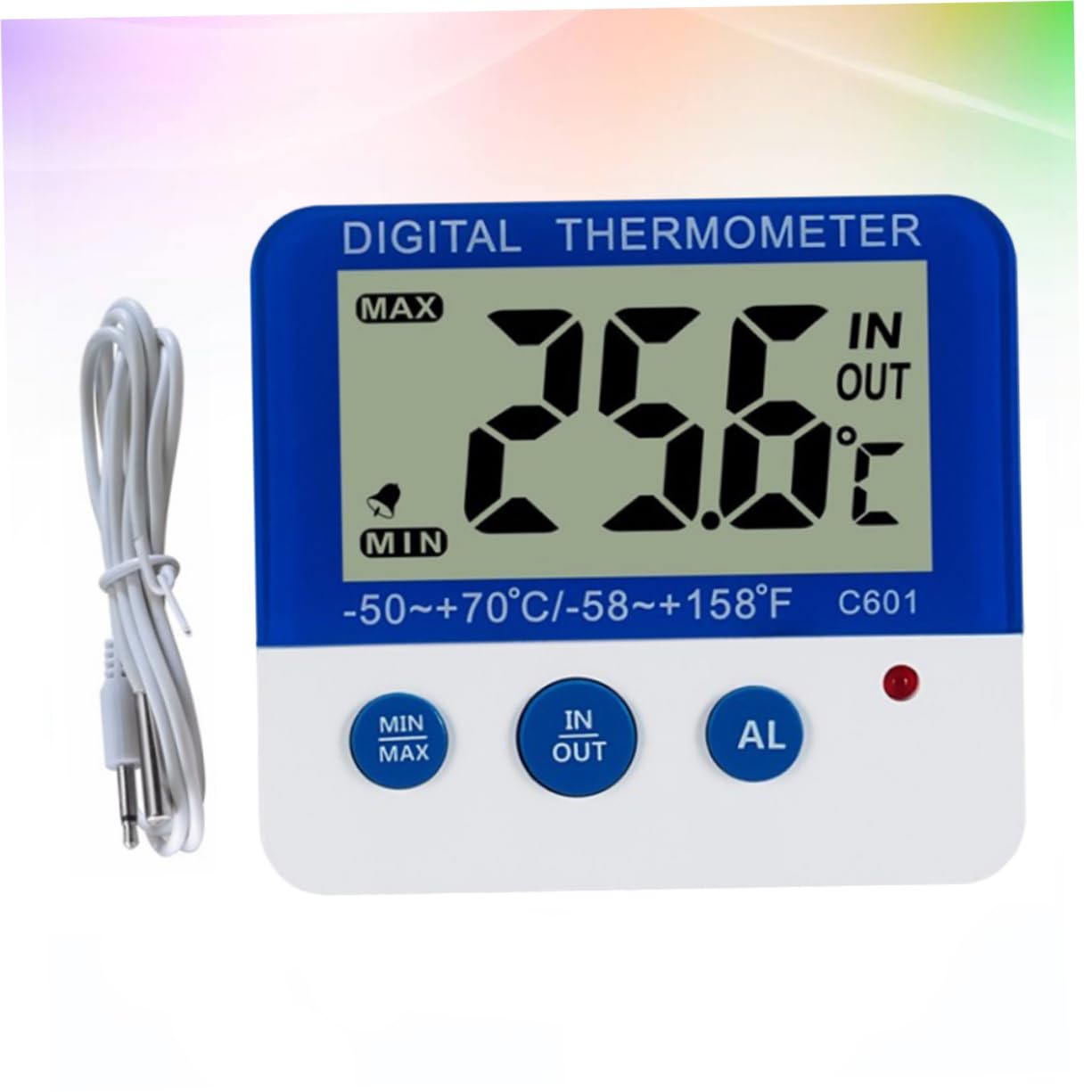 MAGICLULU 2pezzi Termometro Digitale Per Interni Ed Esterni Con Allarme Temperature Massime e Display Led Per Frigorifero e Congelatore Blu e Bianco