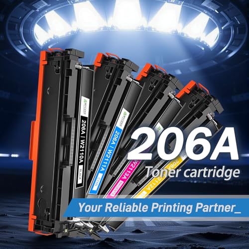 Image of 206A Toner Cartridges 4 Pack Replacement for HP 206A W2110A W2111A Toner | Compatible for HP Color Laser Pro MFP M283fdw M283cdw M283fdn M282nw Series Printer,W2113A W2112A,Black Cyan Yellow Magenta