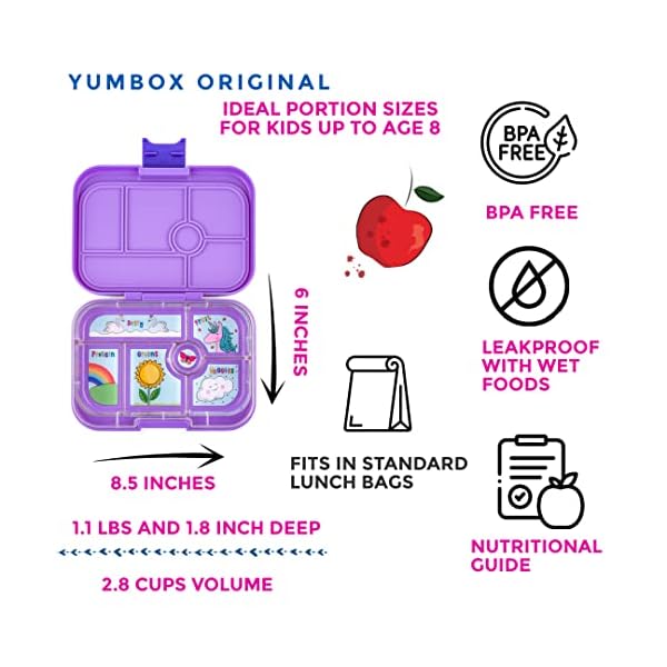 yumbox Original M Lunchbox - Brotdose 6 Fächer, mittelgroß | Bento Box für Kindergarten Kinder, Schule, Erwachsene (Roar… – Bild 4