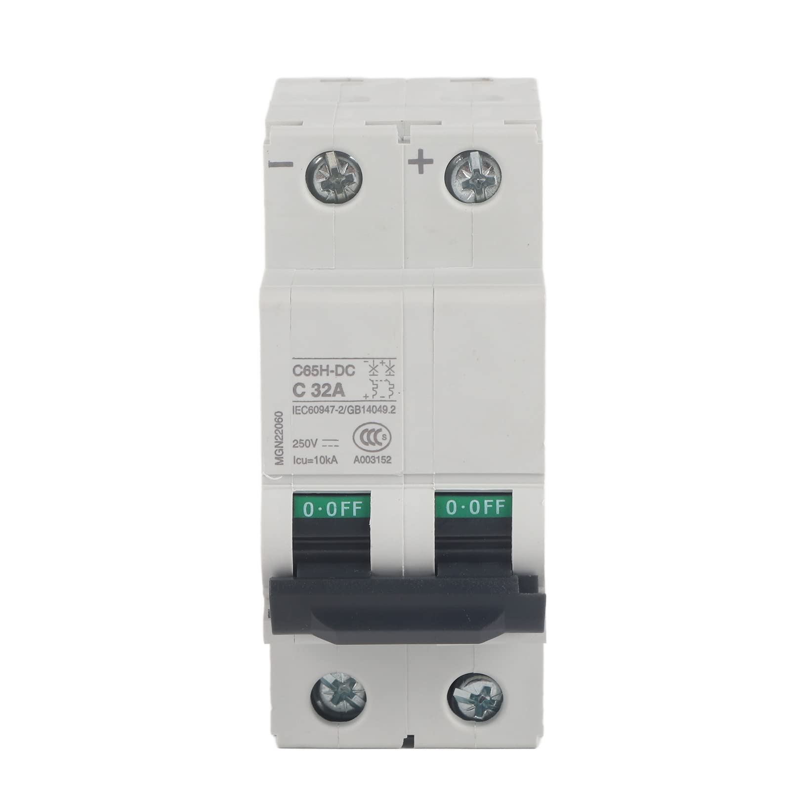 2P 250V DC Miniature Circuit Breaker For Solar Panel Systems, DIN Rail Mount, 63A, Overload & Short Circuit Protection