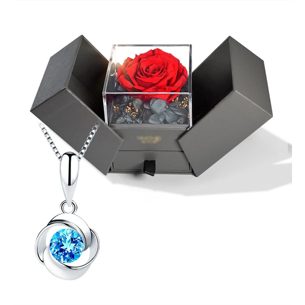 Collane Collana Topa Stone Sterling Silver Silver Clavicle Collane Collane Rosa squisita per Le Donne (Set Confezione Regalo) Collana da Donna