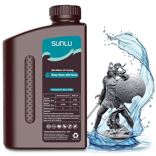 Image of SUNLU 1000g Water-Wash ABS Resin, Combines features of ABSLIKE Resin & Water Washable Resin, Non Brittle, High Precision, Low Shrinkage, Fast Curing 3D Resin for LCD DLP SLA 3D Printers, 1KG Dark Grey
