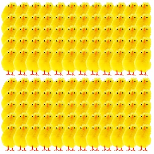 REDSTAR 60pc Fluffy Yellow Easter Chicks - Mini Fluffy Chicks for Easter Decorations Kids Bonnet Accessories Egg Hunt Toys - Small Yellow Chicken Decorations for Kids Craft Activities
