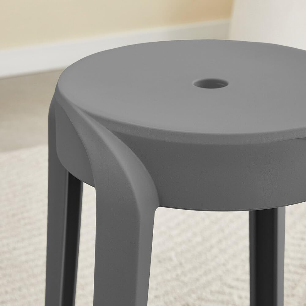 Home Deluxe NIVO Lot de 6 tabourets empilables, gris, pour cuisine, salon et jardin
