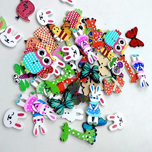 50 Bottoni In Legno Assortiti A Forma Di Animali - Perfetti Per Cucito, Crafting E Decorazioni Fai-da-te - 3