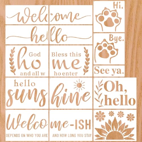 Door Mat Stencils for Painting Reusable Home Welcome Stencil on Porch Wood Sign Doormat Crafts