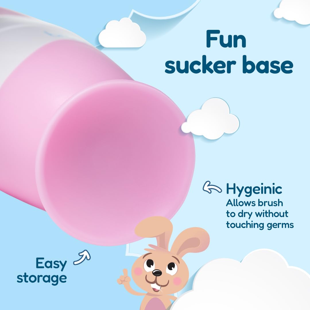 Brush-Baby - BabySonic - Spazzolino elettrico rosa, 0-36 mesi, morbido e delicato, per gengive sensibili e denti nuovi, con luce LED e base di aspirazione, testine per neonati e bambini