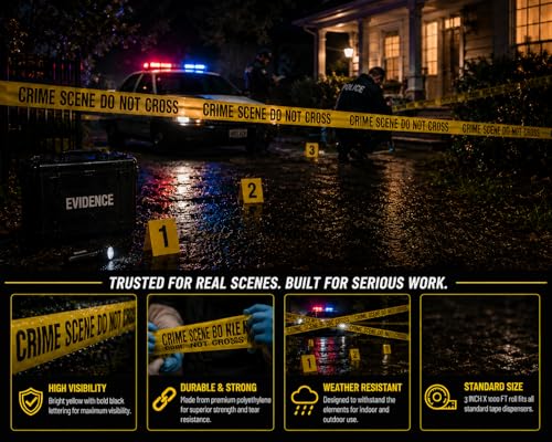 Image of ATERET Crime Scene Do Not Cross Tape 3 Pack 3 inch x 1000 feet, Hazard Safety Tape, Construction Tape for Danger /Hazardous Area, Ideal Use for Halloween Decorations, Party, Work-Site