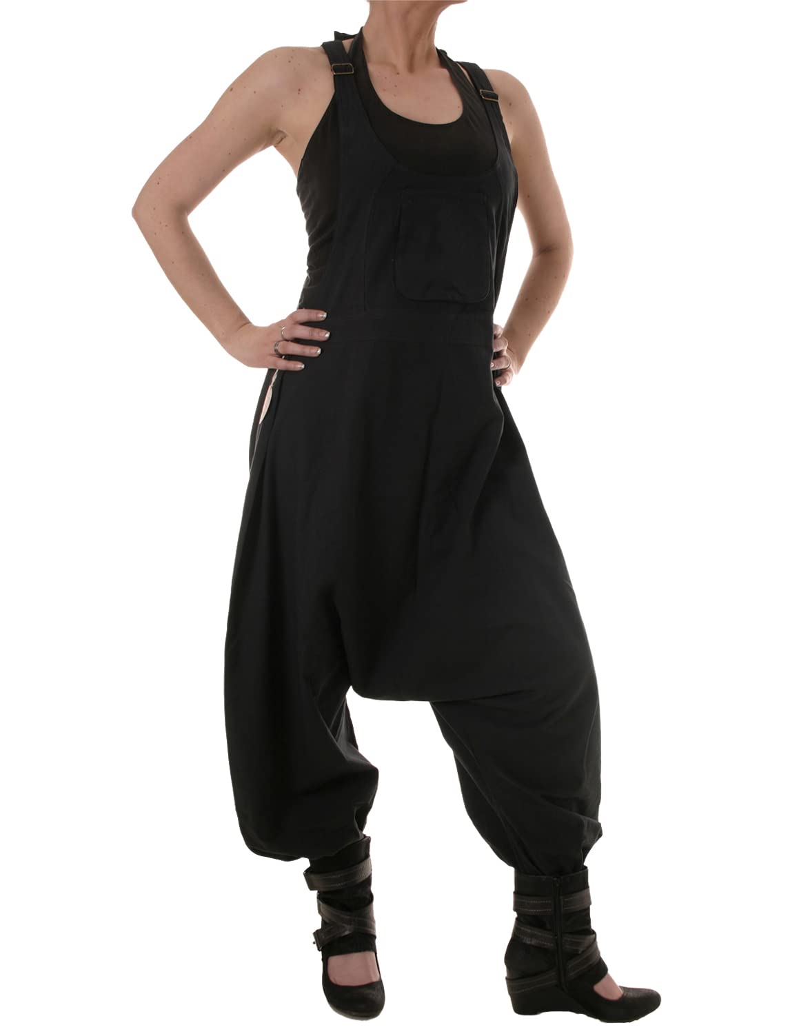 Vishes - Alternative Bekleidung - Legere Damen Latzhose Haremshose Sommerhose Overall Baumwolle