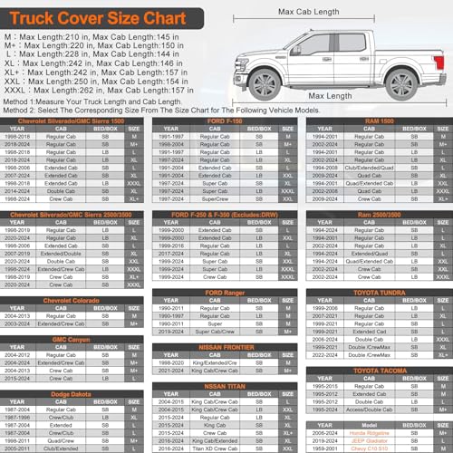 Kayme 7 Layers Truck Cover Waterproof All Weather, Heavy Duty Outdoor Pickup Cover Sun Uv Rain Protection, Universal Fit (Length Up to 240 inch) XL+.Black