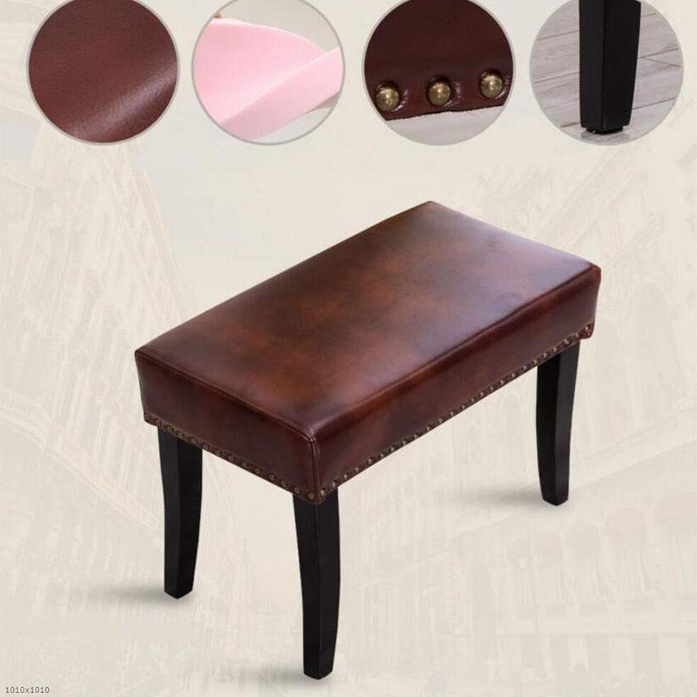 Taboret do Siedzenia Tapicerowany podnóżek Prostokątny taboret ze sztucznej skóry w stylu retro, nogi z litego drewna (kolor: #1)
