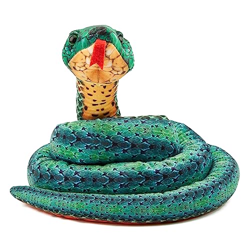 Zappi Co Kinder Gefülltes Weiches Kuscheliges Plüsch-Schlangenspielzeug - Teil der Safari-Tierkollektion, perfekt für Kinder (180 cm Länge) (Grüne Ringel)