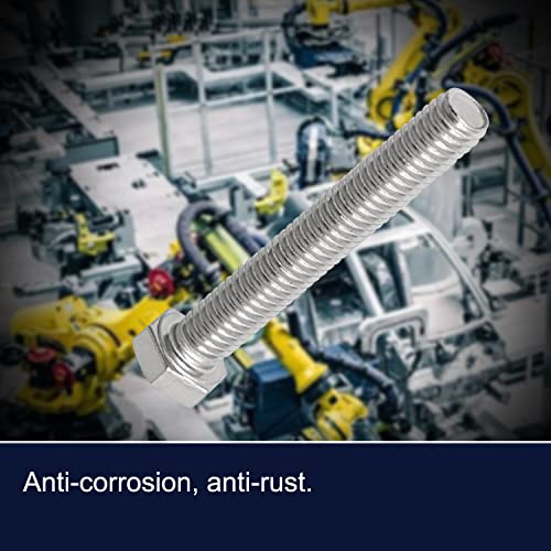 Image of M4 x 40mm Hex Head Bolts Screws Grade 5.8 Stainless Steel, Fasteners Fully Machine Threaded SUS304 10 Pcs
