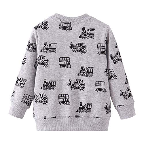 CM-Kid Boys Excavator Sweatshirts Toddler Boy Long Sleeve T-Shirts Pullover Cartoon Tee Sport Tops for Kids Size 2-72