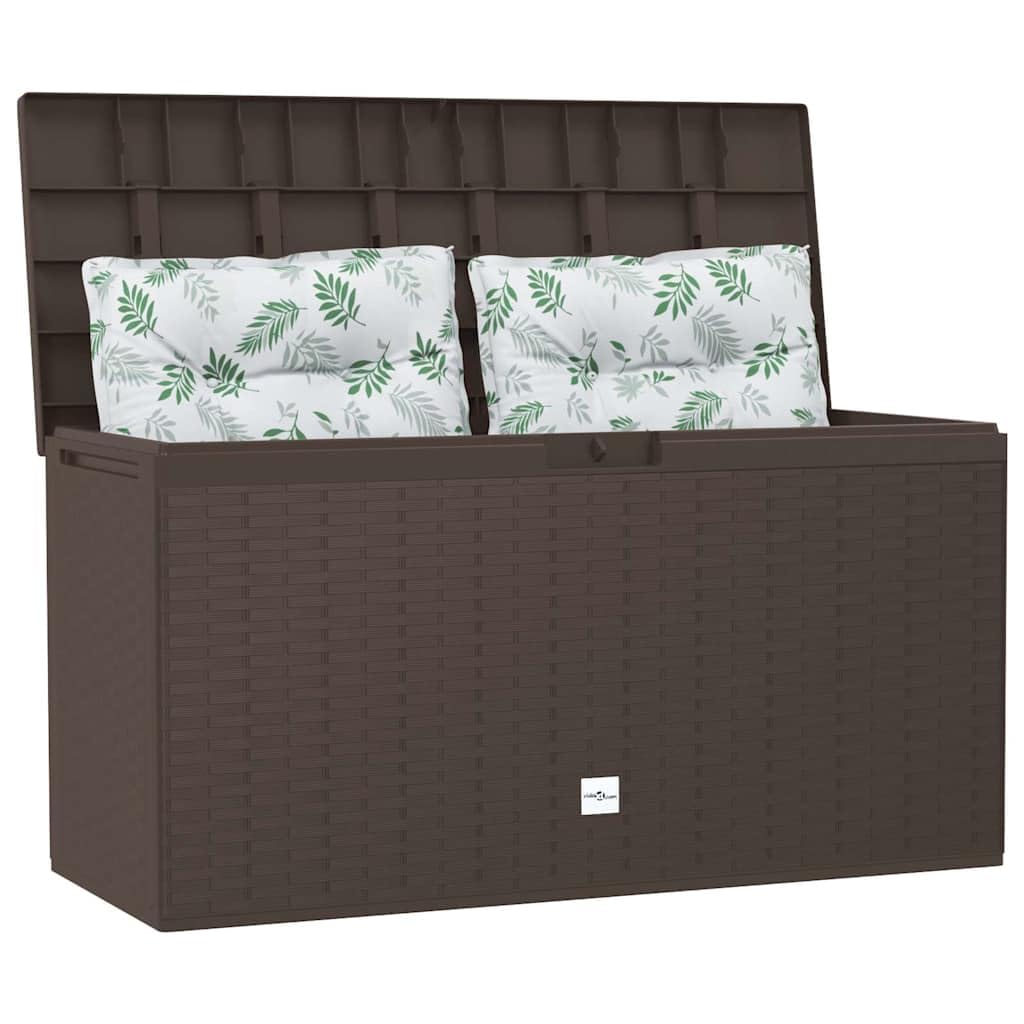 Générique Contenitore da giardino in polipropilene marrone 114 x 47 x 60 cm, contenitore per cuscini, cuscini, coperte e strumenti, design senza tempo per terrazza ed esterno